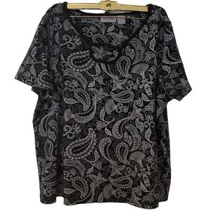 Coral Bay Cotton Drk Blue Paisley Blouse